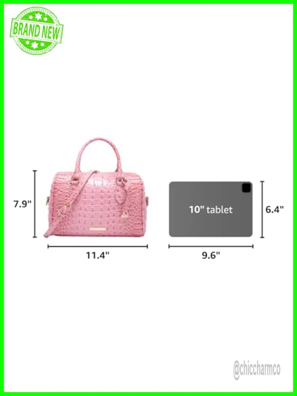 Crocodile Embossed Vegan Leather Satchel Top Handle Shoulder Bag Purse